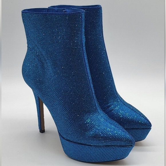 337- Jessica Simpson Odeda2 Blue Hour Micro Flash Ankle Boots Size 8.5M NWT - Picture 2 of 13